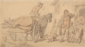 Een dood paard op een knakkerskar door Thomas Rowlandson